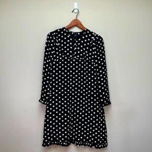 J. Crew 100% Silk Dress, Black & White Star Print, Size 0